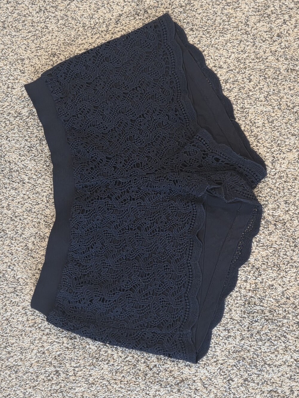 Lace Overlay Women's Navy Pull On Shorts